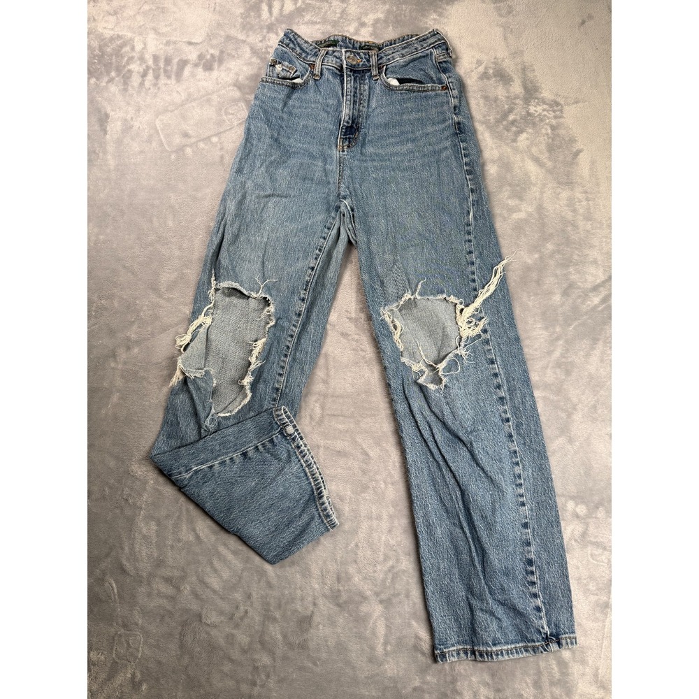 Wild Fable Highest Rise Baggy Jeans Womens 2/26R Blue Denim Cotton Distressed